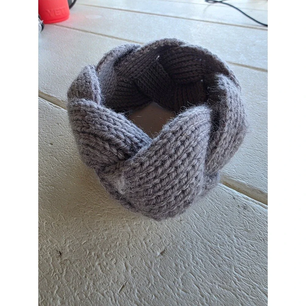 Women's Winter Chunky Knit Headbands Braided Knitted Ear Warmer Head Gray Small